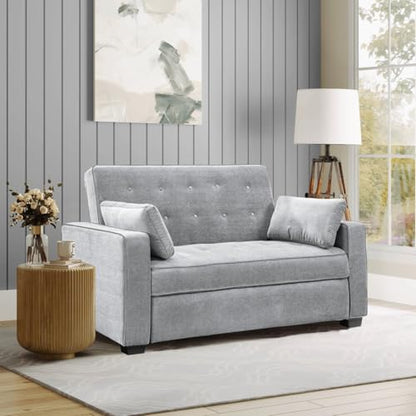Serta Ainsley 72.6" Convertible Sleeper Sofa, Queen Size, Dreamcoil Comfort, Soft Woven Fabric, Light Grey - color: Light Grey, size: Queen Sofa