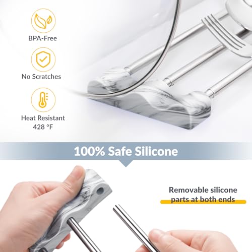 Tomorotec Adjustable Over-The-Sink Kitchen Rack, BPA-Free, Marble | Holds 16.5 Lbs; For Dishcloths, Sponges, and Brushes - Heat-Resistant Stainless Steel with Slim, Expandable Design - color: Marble