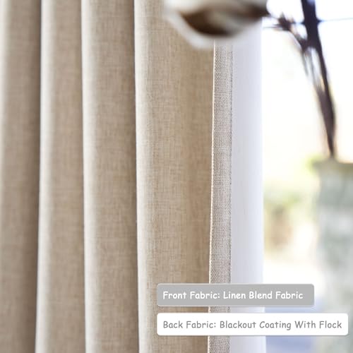 UHITECH Oatmeal Short Blackout Curtains for Small Window 35 Inch Long | Suitable for Kitchen/Bedroom/Basement, Thermal Insulated, Sun Protection, Noise Cancelling, Privacy, Outdoor, Linen Drapes - color: Oatmeal, size: 50"W x 35"L (Pack of 2)