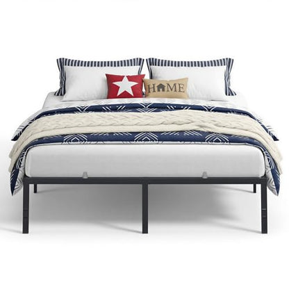 VASAGLE King Metal Bed Frame 18 Inches Tall, 1100 lb Weight Capacity, No Box Spring Needed, with Under-Bed Storage, Easy Setup, Heavy-Duty Platform Bed, Mattress Retainers, Matte Black URMB674BD02S - size: King, style: 18 Inch