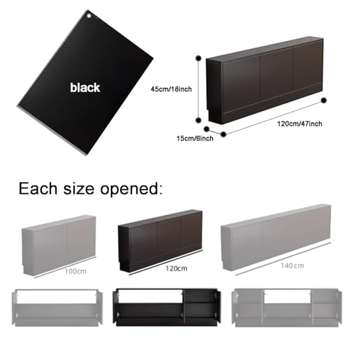 Black TV Stand Narrow Wooden TV Cabinet Storage Console Table with Adjustable Shelf Free-Standing Media Console for Living Room Practical(120 cm) - size: 120 cm