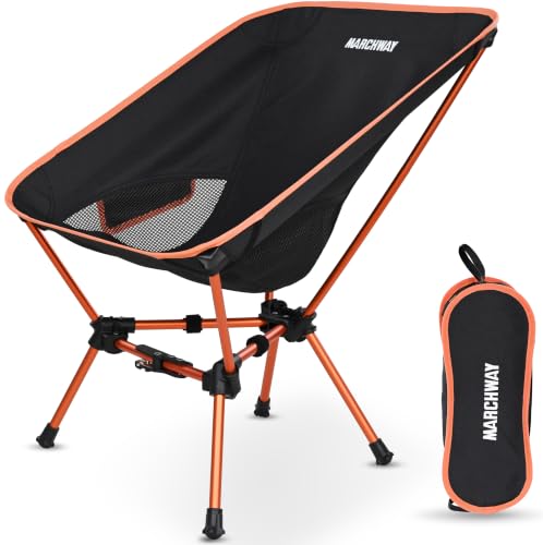 MARCHWAY Lightweight Folding Camping Chair with Spring Lock, Stable Compact Portable for Outdoor Camp, Travel, Beach, Picnic, Festival, Hiking, Backpacking (Lowback Orange) - color: Lowback Orange