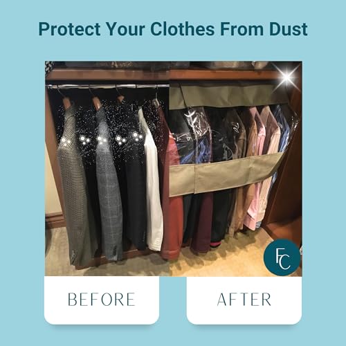 Garment Cover for Closet Rod and Portable Clothing Rack Shoulder Dust Cover - Protect Your Wardrobe in Style - Adjustable to fit 20" to 36" long - 6 Pack