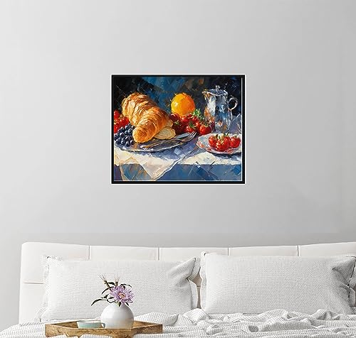 Breakfast Still Life Art Print Poster, Wall Art Painting Decor. Paint Splash Style Artwork. (Breakfast Still Life, 16x20 inches (Unframed)) - color: Breakfast Still life, size: 20"L x 16"W