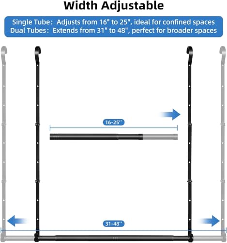 Adjustable Closet Rod for Hanging Clothes 2 Pack Heavy Duty Closet Extender | Adjustable Height & Width Hanging Rod Double Hanging Closet Bar Space-Saving Closet Lower Extender for Clothing Organizer - color: 2 Pack