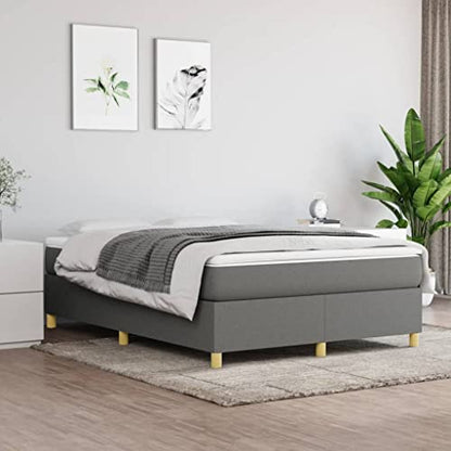 Full Size Bed Frame Upholstered Platform Bed, Dark Gray Polyester Fabric, Modern Low Profile Mattress Foundation with Durable Wood Slats Support - size: Full Bed