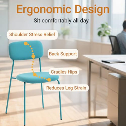 Sidanli Stackable Waiting Room Chairs, Armless Upholstered Guest Chairs Set of 4 with Comfotable Cushion for Conference Reception Break Room Lobby, Blue - color: Blue