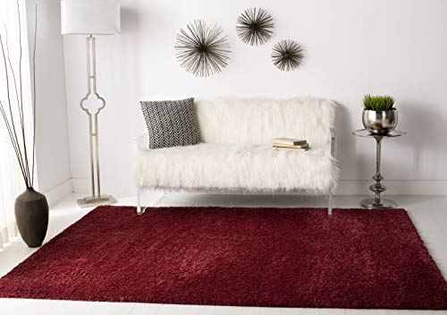 SAFAVIEH August Shag Collection Accent Rug - 2'3" x 4', Burgundy, Solid Design, Non-Shedding & Easy Care, 1.2-inch Thick Ideal for High Traffic Areas in Entryway, Living Room, Bedroom (AUG900S) - color: Burgundy, size: 2'3" x 4' (Rectangular)