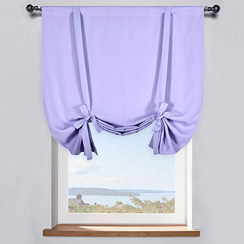Light Purple Balloon Shades Room Darkening Kitchen Window Curtain - Adjustable Thermal Insulated Tie Up Curtain Panel for Bathroom (34 W x 45 inches Long,1 Panel) - color: Lavender, size: 34"W x 45"H