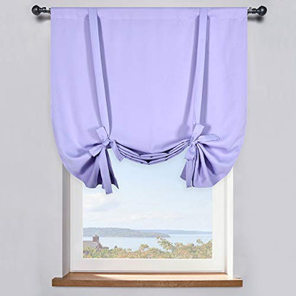 Light Purple Balloon Shades Room Darkening Kitchen Window Curtain - Adjustable Thermal Insulated Tie Up Curtain Panel for Bathroom (34 W x 45 inches Long,1 Panel) - color: Lavender, size: 34"W x 45"H