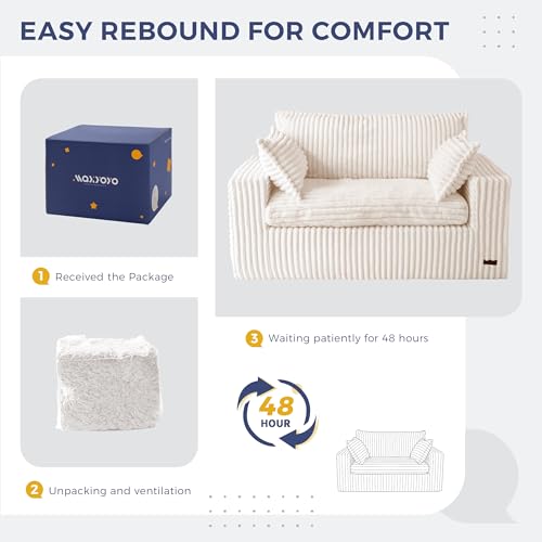 MAXYOYO Boneless Couch, 59-Inch Couch in a Box, Deep Loveseat | Foam-Filled Boneless Loveseat, Deep Seating for Two with No Assembly, Ideal for Living Rooms, Bedrooms or Apartments, Beige - color: Beige