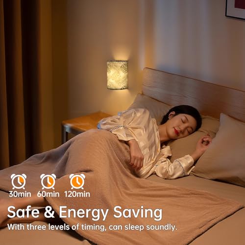 Shenmoyl Adhesive Battery Operated Wall Sconce Set of 2, 5000 mAh Battery Rechargeable Bulb with 12 RGB Colors, Stick on Wall Sconce No Drill Wall Lights, Pattern - color: Semicircle Leaf