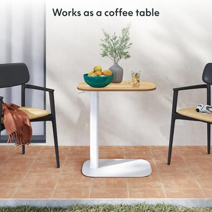 FLEXISPOT 24''Adjustable C Table Gas Spring Mobile Side End Table | Adjustable C table with Wheels, Bedside table for sofa and couch. Laptop Rolling Cart TV Tray, 23.6" W x 13.8" D,Maple - color: Maple, size: 24x14