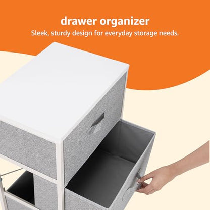 Amazon Basics Fabric 4-Drawer Storage Organizer Unit for Closet, Bedroom, White - color: White