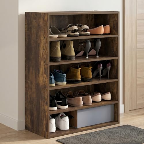 5-Tier Shoe Organizer, Stackable Shoe Rack, Shoe Storage, 11.4 x 24.2 x 31.5, for Office, Closet Entryway, Garage, Amber Pine - color: Amber Pine