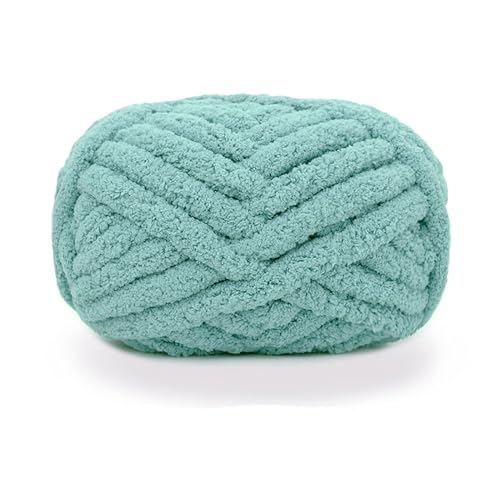 Chunky Knit Chenille Yarn for Hand Knitting Blankets, Super Soft Big Jumbo Blanket Yarn (Cyan) - color: Cyan