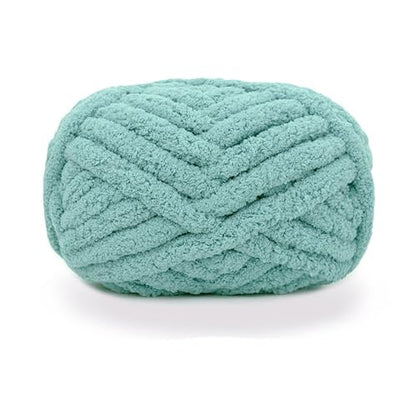 Chunky Knit Chenille Yarn for Hand Knitting Blankets, Super Soft Big Jumbo Blanket Yarn (Cyan) - color: Cyan