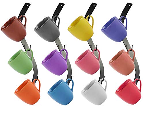 Coffee Mug Wall Rack - Metal Mug Racks for Wall - Unique S Curve Design - Coffee Cup Hanging Holder - Teacup and Mason Jar Hanger Display Holder - style: Minimalist
