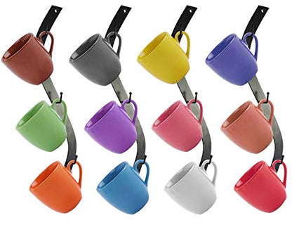 Coffee Mug Wall Rack - Metal Mug Racks for Wall - Unique S Curve Design - Coffee Cup Hanging Holder - Teacup and Mason Jar Hanger Display Holder - style: Minimalist