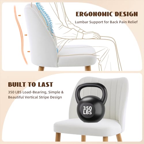 GarveeHome Dining Chairs Set of 4 with Cozy Backrest/Wooden Legs | Dining Chairs Set of 4 with Cozy Backrest/ Wooden Legs No tools Needed - color: Stripes White-natural Legs