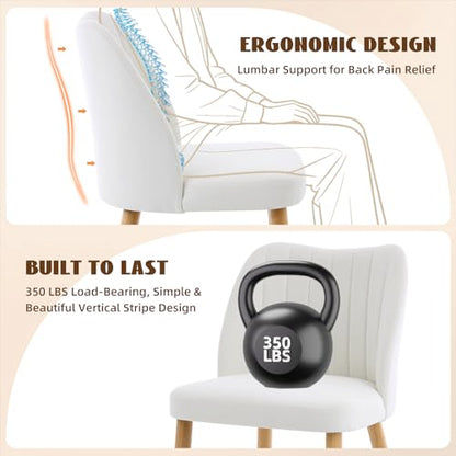 GarveeHome Dining Chairs Set of 4 with Cozy Backrest/Wooden Legs | Dining Chairs Set of 4 with Cozy Backrest/ Wooden Legs No tools Needed - color: Stripes White-natural Legs