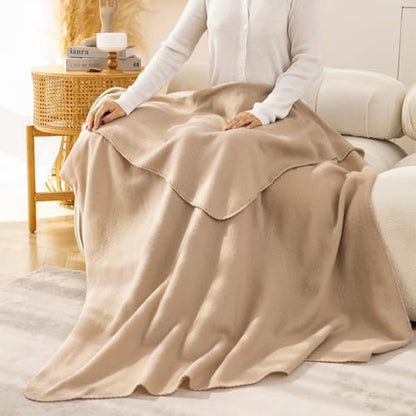 CAI TENG Fleece Throw Blanket Bulk Pack of 6 Lightweight Warm Throws Soft Cozy 50 x 60 inch Pet-Friendly Khaki - color: Khaki