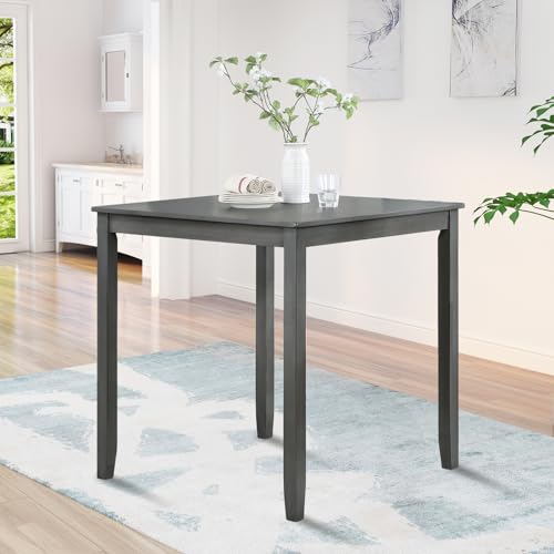 Knocbel Classic Counter Height 2-Person Dining Table for Small Space, Wooden Apartment Condo Pub Bistro Kitchen Dining Furniture (Gray Square 36" H) - color: Gray Square 36"h
