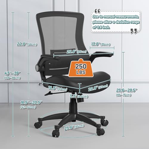 Ergonomic Mesh Swivel Office Study Home Desk Task Computer Chair with Flip up Arms Rolling Wheels for Heavy People - style: Foam cushion