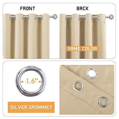 RYB HOME Thermal Insulated Soundproof Curtains, 3 Layers 100% Blackout | Noise Cancelling,Thermal Insulated,With Detachable Felt Liner,For Bedroom Theater Playroom,W42 x L84,Biscotti Beige,2 Panels - color: Biscotti Beige, size: 42"W x 84"L (Pack of 2)