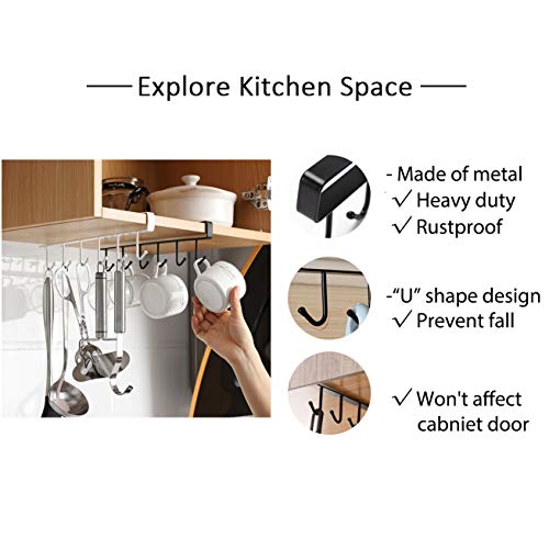 3 Pack White Under Cabinet Mug Holder, Cup Rack For 1 Inch Shelves | Save Cabinet Space By Hanging Mugs Under Shelves, Keeping Cups Organized And Easy To Access - color: a- 3pcs White
