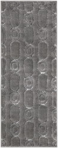 Rugs.com - Vogue Geo Rug – 5 Ft Runner Gray and Silver High-Pile Textured Rug – Modern Geometric Runner for Hallways, Entryways, and Bedside Areas - color: Gray and Silver, size: 2' x 5'1" (Runner)