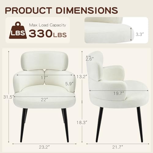 Accent Dining Chair with Arms,Set of 4 Modern Upholstered Side Chair with Soft Fabric Black Metal Legs, Comfy Spacious Seat & Back for Dining Room/Living Room/Bedroom, Beige - color: Beige, size: Set of 4