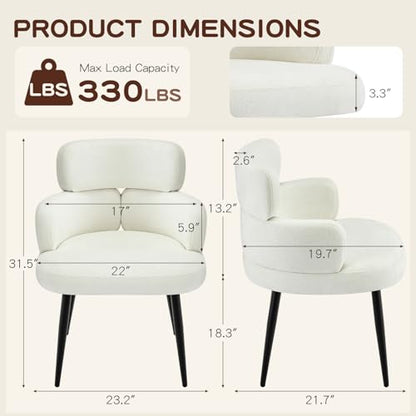 Accent Dining Chair with Arms,Set of 4 Modern Upholstered Side Chair with Soft Fabric Black Metal Legs, Comfy Spacious Seat & Back for Dining Room/Living Room/Bedroom, Beige - color: Beige, size: Set of 4