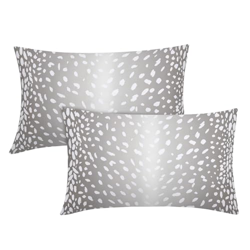Antelope Lumbar Pillow Covers 12X20 Inch Gray Taupe Faux Fawn Deer Animal Print Decorative Pillow Cases Modern Neutral Cotton Linen Throw Pillows Set of 2 Home Decor For Sofa Porch Couch Outdoor - color: Gray Taupe, size: 20" x 12" (Pack of 2)