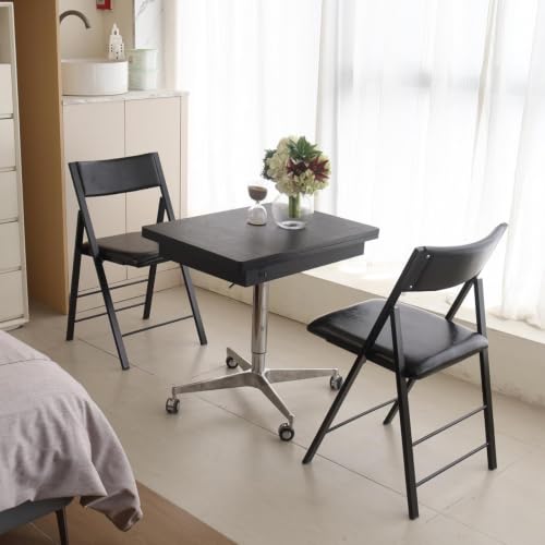 Folding Chairs 2 Pack, 450Lbs Heavy Duty Foldable Dining Chair, Pure Black | 1.37" Folded, Waterproof Rustproof Indoor Outdoor Padded Folding Chairs for Dining Room, Conference Rooms, Weddings, Events - color: Pure Black