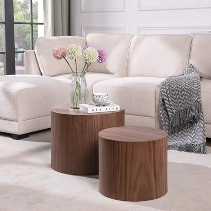 Walnut Nesting Coffee Table Set of 2 - color: Ca-walnut