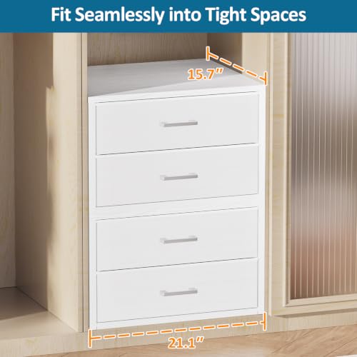 2 Fabric Drawer for Closet Storage: Stackable Dresser, White | Short Clothes Organizer Drawers with Metal Frame, 21"W x15.7"D Low Dresser for Inside Closet, Bedroom, Nursery & Small Spaces
