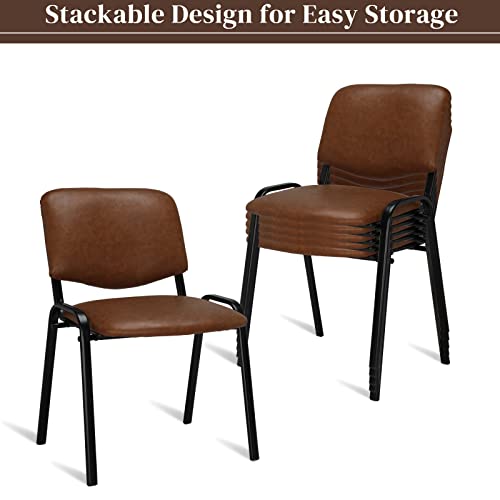 VINGLI 5-Pack Waiting Room Chairs, Stackable Chair for Office, Pu-Rustic | Stacking Chairs, Armless Church Chairs, Space-saving, Guest & Reception, Office Lobby, Business Hall - color: Pu-rustic, size: 5-pack