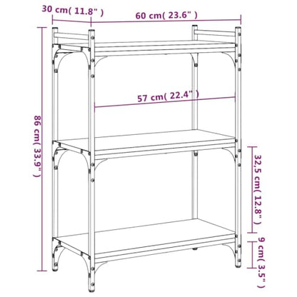 Industrial 3 Tier Black Bookcase 23.6 x 11.8 x 33.9 in Engineered Wood & Metal Small Bookshelf for Living Room Bedroom Office Modern Matte Finish Easy Assembly - color: Black, size: 23.6 x 11.8 x 33.9 in