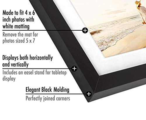 Americanflat 5x7 Picture Frame with Shatter-Resistant Glass - Set of 2 - Use as 4x6 Frame with Mat or Display 5x7 Photo Without Mat - Signature Collection - Picture Frames for Tabletop or Wall - Black | Engineered Wood construction, Shatter-resistant glas