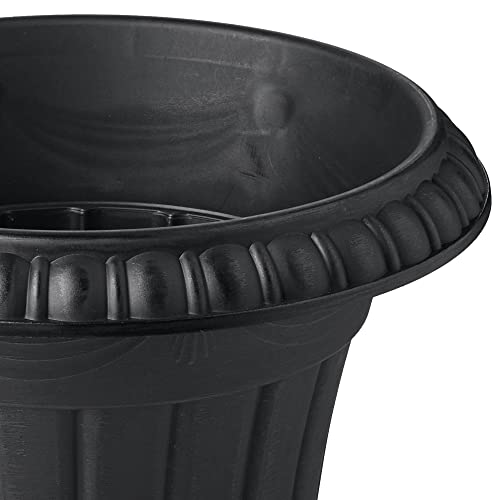 Arcadia Garden Products PL00BK Classic Traditional Plastic Urn Planter, 16” x 18”, Black - color: Black, size: 16" x 18"