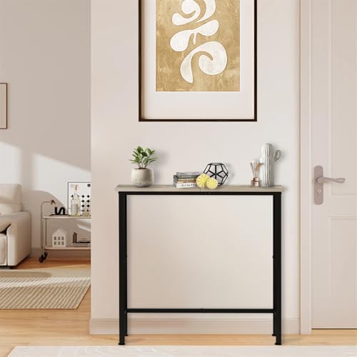 Narrow Console Table, 29.5" Small Entryway Table, Thin Hallway Tables, Slim Sofa Side Tables for Hallway, Living Room, Bedroom, Foyer, Marbleized Grey - color: Marbleized Grey