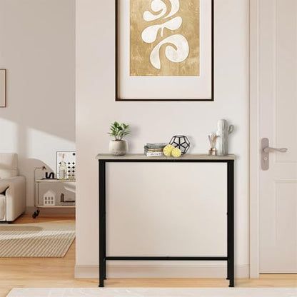 Narrow Console Table, 29.5" Small Entryway Table, Thin Hallway Tables, Slim Sofa Side Tables for Hallway, Living Room, Bedroom, Foyer, Marbleized Grey - color: Marbleized Grey