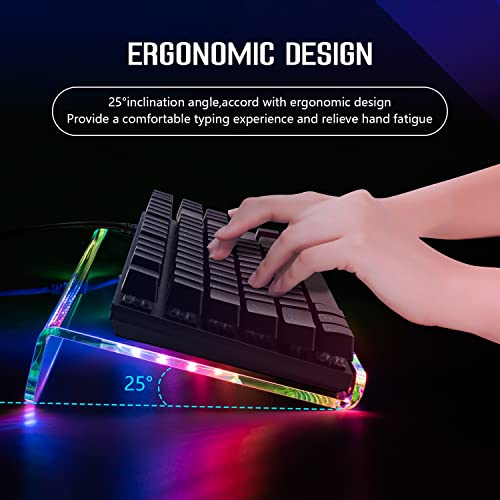 Acrylic Computer Keyboard Holder, 366 Kinds RGB Compact Tray, Gaming USB Interface Titled Stand, Ergonomic Typing Clear Riser for Office Desk, PC