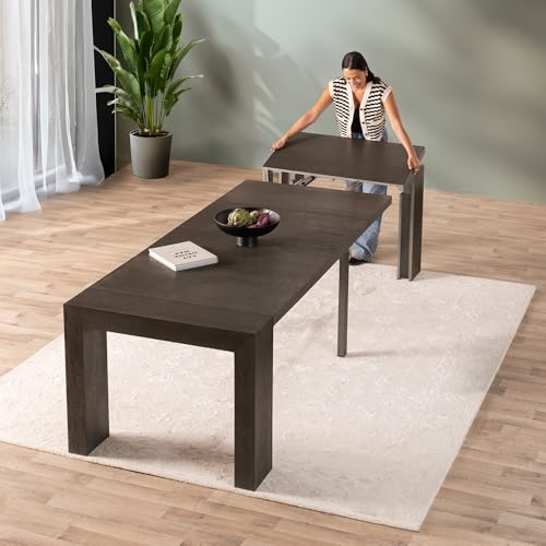 Transformer Table Solid Wood Extendable Dining Table, Black | Seats 2-12, Expandable Dining Room Table, Space-Saving Furniture, Kitchen and Dining Room Furniture, Table Only - color: Black, size: Table Only