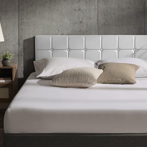 Hearth & Harbor Twin Headboard Only, Button Tufted Headboards, Upholstered Bed Headboard, Wall Mounted, Adjustable Height 34”-42”, Modern Headboard Twin Size, White - color: White, size: Twin/Twin XL