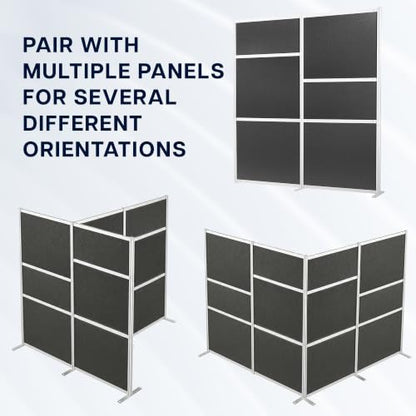 VIVO Dark Gray Freestanding 76 x 84 inch Privacy Panel, PP-MWS84D | Modular Wall System, 2 PET Panels, Modern Professional Office Cubicle Dividers, Privacy-Screen, Silver Frame