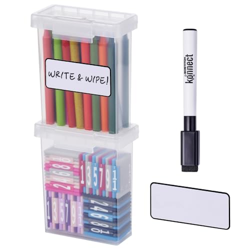 Bostitch Konnect Storage Containers with Lids, Office Organizer, Clear Plastic Box, Stackable for Crayons, Q-tips, Office Supplies, Labels, 0.5 Qt, 2 Pack - size: 0.5 Qt (2 Pack)