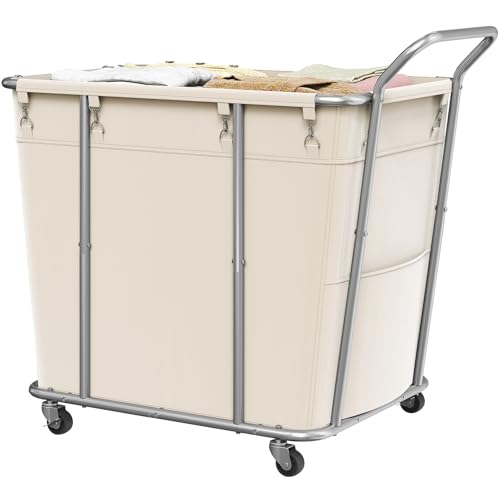 Laundry Sorter, 313L Large Laundry Basket, Rolling Hamper, Minimalist Laundry Organizer on Wheels, for Laundry Room, Bedroom, Guest Room, Beige TXY09WM