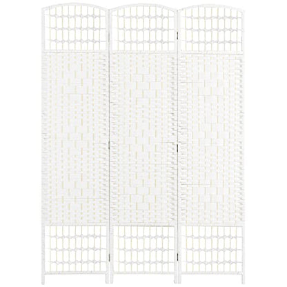 HOMCOM 3 Panel Room Divider, Folding Privacy Screen, 5.6', White | Room Separator, Wave Fiber Freestanding Partition Wall Divider - color: White, size: 3 Panel